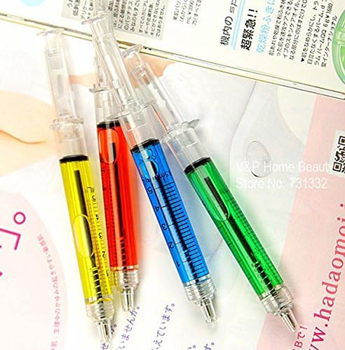 4pcs/lot Cute Syringe Ballpoint Pen Liquid Novelty Syringe Ballpoint Pen Stationery Office Supplies Child Gift