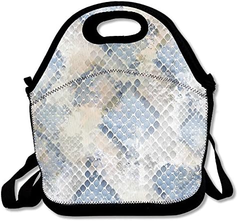 Snakeskin Watercolor Pattern Portable Carry Insulated Lunch Bag - Bento Bag - Large Reusable Lunch Tote Bags For Women, Teens, Girls, Kids, Baby, Adults