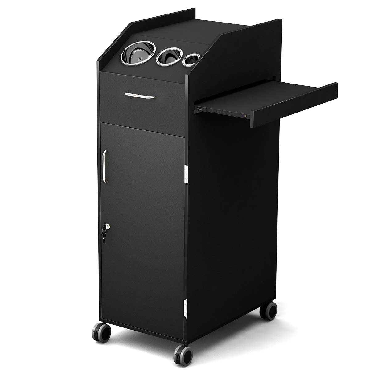 Giantex Salon SPA Beauty Rolling Trolley Cart, Storage Organizer with 4 Drawers Lockable, Hairdressing Tool Station Mobile Makeup Cases, Hair Salon Utility Cart w/Hairdryer Holder: Kitchen & Dining
