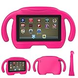Fire 7 2015 Case,Fire 7 Case 2017,SNOW WI Kids Case Shockproof Light Weight Drop Protection Children EVA Case Cover for Amazon Fire 7 Tablet (5th Generation 2015 / 7th Generation 2017) (Smile Pink)