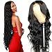 Recomtic 100% Human Hair 360 Lace Frontal Wigs Pre Plucked With Baby Hair For Black Women 14inch Brazilian Hair Body Wave Lace Front Wigs Human Hair 150% Density Natural Black