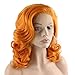 Mxangel Medium Long Wavy Heat Friendly Fiber Orange Lace front Cosplay Wig