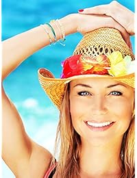 meekoo 2 Sets Braided Rope Bracelets Handmade Sunflower Bracelets Beaded Boho Waterproof Bracelets Friendship Bracelets for Women Girls (Blue, Orange)