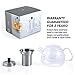 GONE Friendly Glass Teapot with Stainless Steel Infuser 900ml Clear Borosilicate