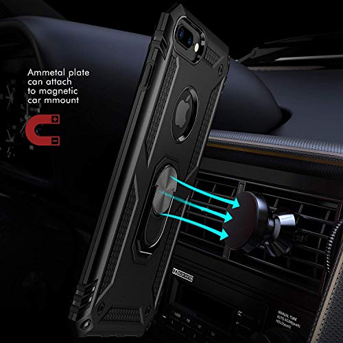 iPhone 7 Plus Case | iPhone 8 Plus Case [ Military Grade ] 15ft. Drop Tested Protective Case | Kickstand | Compatible with Apple iPhone 8Plus / iPhone 7 Plus- Black - Thumbnail 4