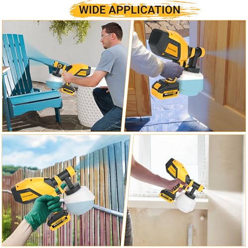 Cordless Paint Sprayer, 1200ML Electric Spray Gun with Dual 4.0Ah Batteries | 5 Nozzles, 3 Spray Patterns and Adjustable Spray Width for Furniture, Cabinets, Fences, Walls & DIY Projects. Easy Cleaning