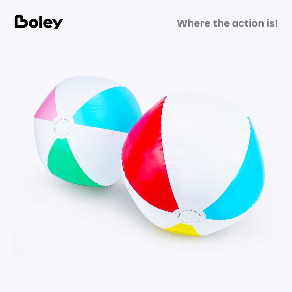 Boley 6 Pack Giant Light-up Rainbow Beach Balls - Inflatable Blow Up LED Beach Balls for Summer and Outdoor Play: Sports & Outdoors