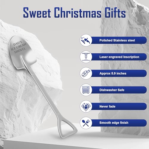 Fathers Day Funny Gifts from Daughter Son,Ice Cream Spoon Shovel,Dad Birthday Gifts for Stepdad Grandad,Fathers Day Presents for Husband Daddy on Christmas Anniversary