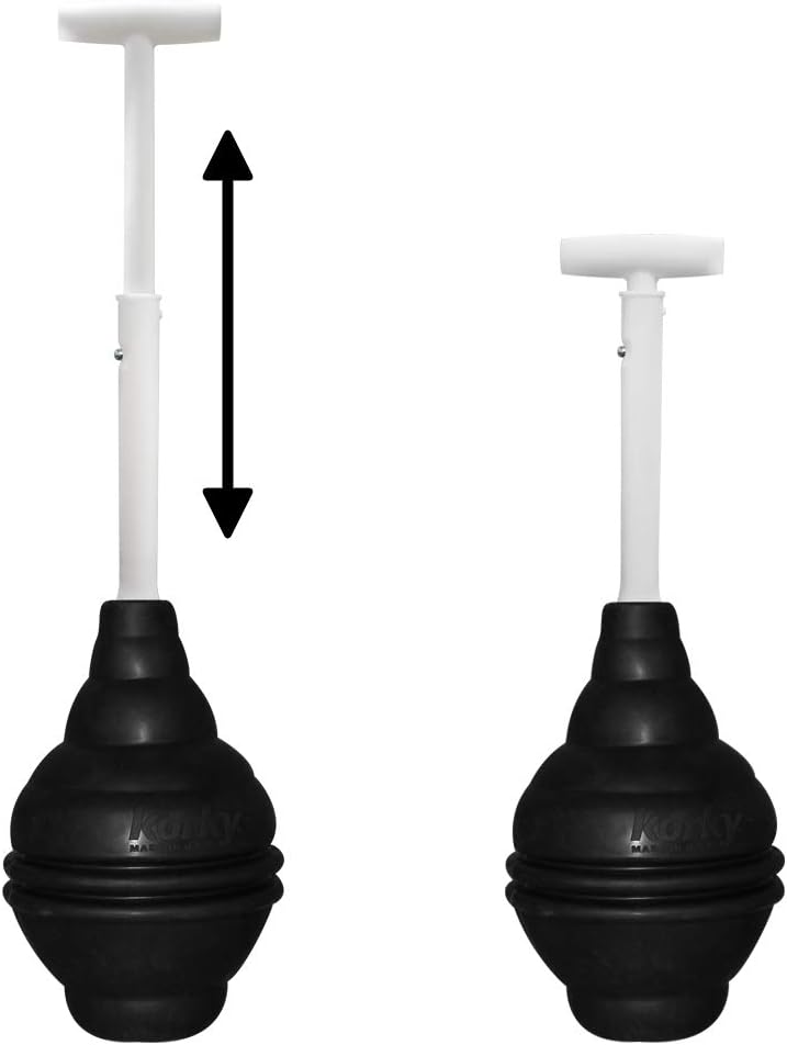 Korky 96-4AM Telescoping T-Shaped Handle BeehiveMAX Universal Plunger, Black - - 