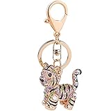 Cute Tiger Sparkling Charm Blingbling Keychain Crystal Rhinestone Pendant (Multicolored)