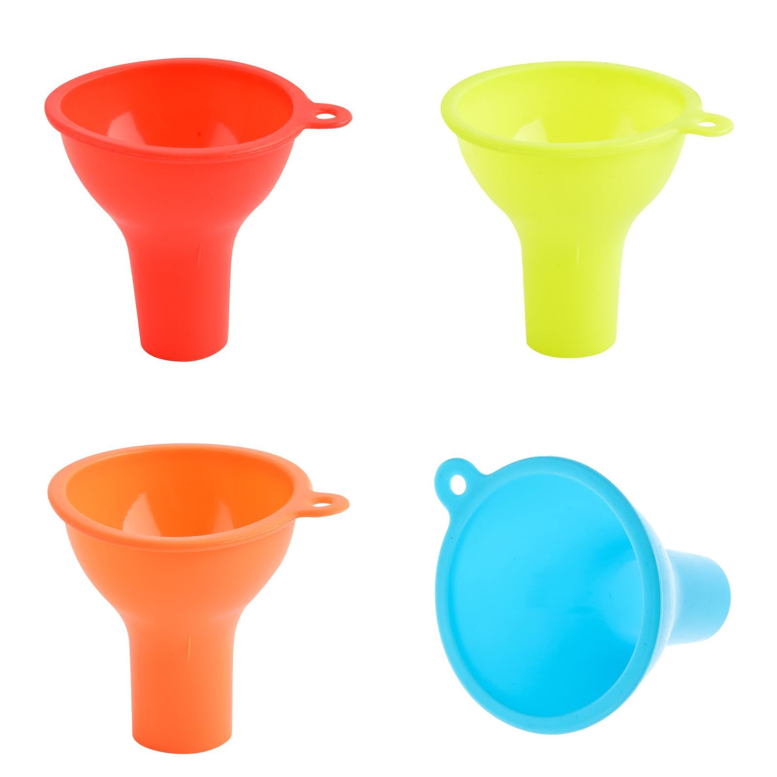 4 Pieces Thinp Wide Mouth Funnel, Funnels for Kitchen Use Silicone Funnels for Filling Bottles Kitchen Funnel for Jars Jam Spice Filling Bottles Liquid Oil and Powder Transfer (4 Colors)