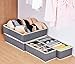 Mavvel Drawer Organisers for Women Bra Underwear - Fabric Foldable 4 Set Drawer Storage Organiser Dividers for Bra Tie Belt Scarf, Large Tidy Box Organiser Bedroom for Drawer Closet, Grey