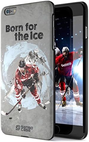 iPhone 6 Plus Case, Born For Hockey. Sensocase Premium Extreme Sports Unique Designer Tough Shell Thin Cover. Luxury, Anti-Fingerprint, Anti-Scratch Stylish Slim Protective Apple Phone 6S Plus.