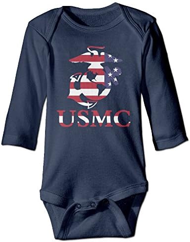 KSING Unisex Baby United States Marine Corps USMC Logo Long-Sleeve Bodysuits Navy 18 Months