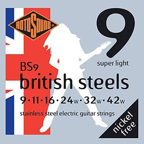 Rotosound Stainless Steel Super Light Gauge Electric Guitar Strings (9