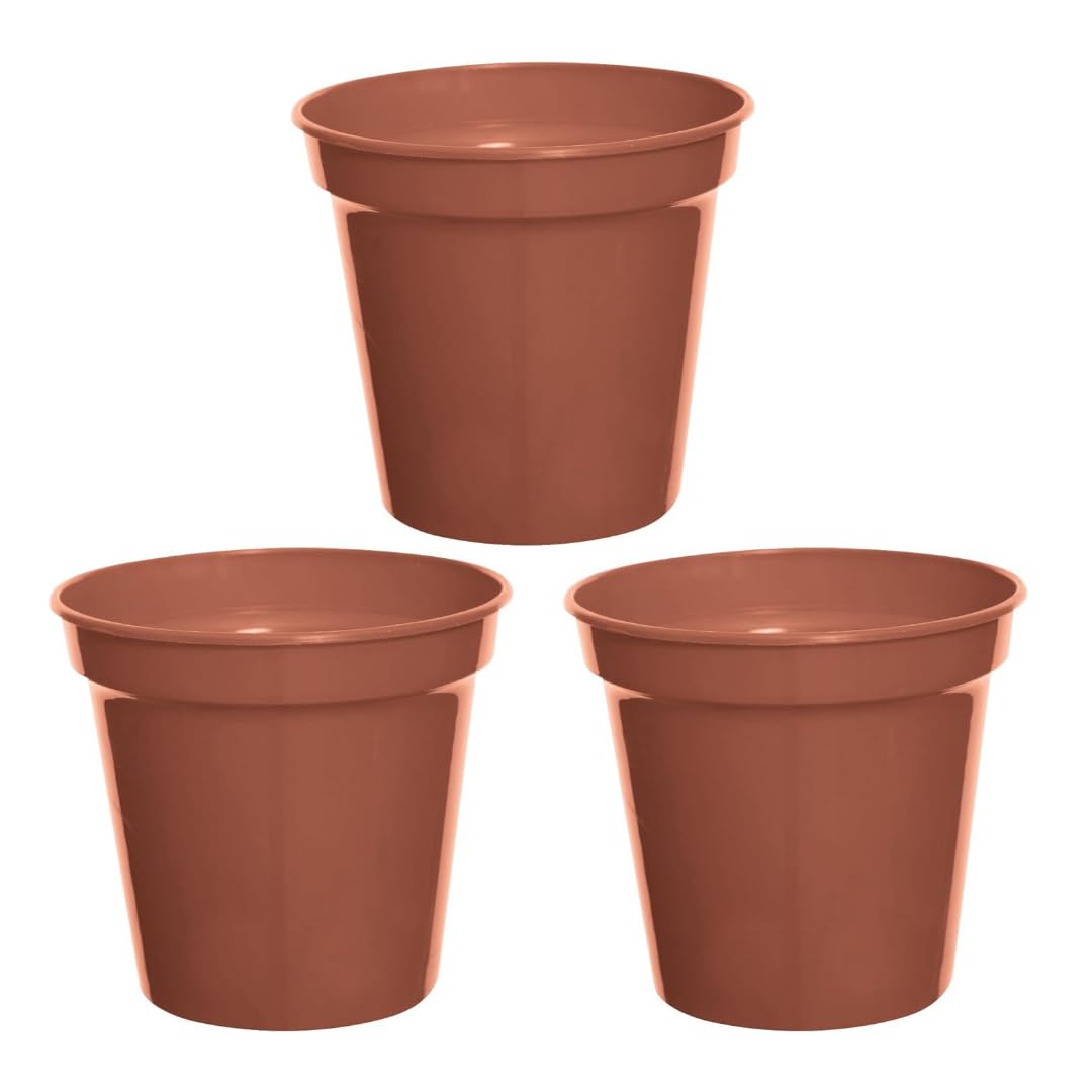 SOTL® 3X 17.8cm Whitefurze Garden Pot Terracotta Strong Durable Indoor/Outdoor Plastic Garden Flower Plant Pot Cultivation Vegetable And Flowering Plants Gardening (7")