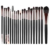 Summifit 20 Pcs Makeup Brush Set Eyeshadow Eyeliner Lip Toiletry Kit Professional Powder Foundation Mineral Cosmetic Tools (Coffee)