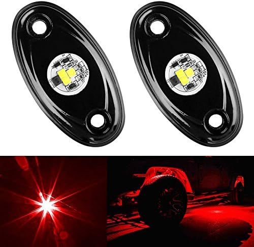 Amak 2 Pods LED Rock Lights Kit Red Underbody Glow Trail Rig Light Waterproof Underglow LED Neon Lights for JEEP Off Road Trucks Car ATV SUV Vehicle Boat - Red