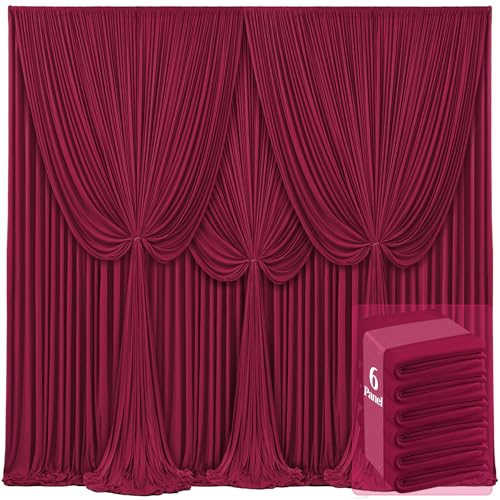 6 Panels Burgundy Backdrop Curtains