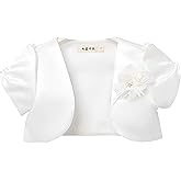 Proumhang Girls' Bolero Shrug Cardigan Satin Short Sleeve Top Cardigan Princess Shawl Wedding Cape For Girls 3-10 years