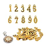 Mandala Crafts Number Charms, Loose Beads for Jewelry Making, Wine Bottle Charms, Keychains (0.7 Inch, 3 Sets, 30 PCs, Gold Color)