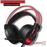 PC Gaming Headset with Mic Virtual 7.1 Surround Stereo Sound Headphone 50MM Loudhailer Gaming Headphones with LED Light Over Ear USB Headsets for PC / Mac / Laptop Gamer