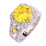 Psiroy Women's 925 Sterling Silver 4.75ct Citrine Filled Ring