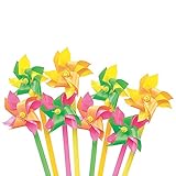 Fun Express - Mini Neon 2-Tone Pinwheels (6dz) - Toys - Value Toys - Pinwheels - 72 Pieces