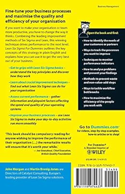 Lean Six Sigma For Dummies Morgan Amazon Com Au Books