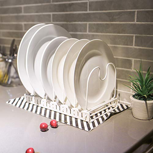 GRANNY SAYS Expandable Cookware Organizer Rack, 7 Adjustable Compartments, Pan Pot Lid Holder, Extended to 22", White - Thumbnail 4