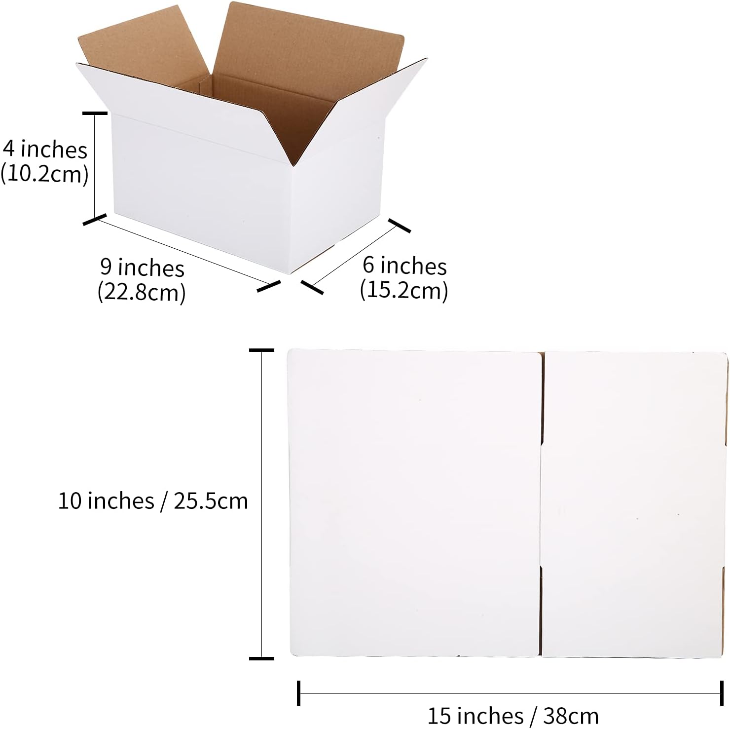 KAKA SENLIN Cardboard Boxes 9 x 6 x 4 inches Shipping Boxes White Kraft Corrugated Small Mailer Boxes Attach Memo Stickers, 25 Pack: Home Improvement