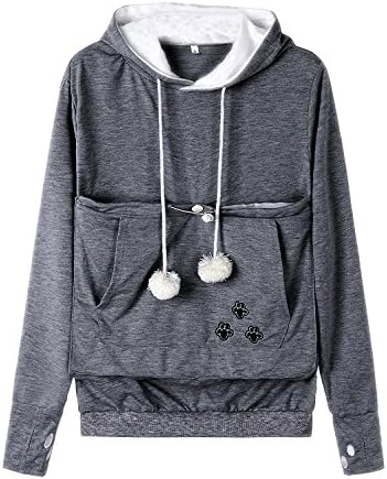 Jomago Womens Pet Carrier Sweater Cat Dog Pouch Hoodies Animal Holder Long Sleeve Hood Sweatshirt
