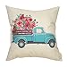 Fahrendom Vintage Floral Truck Retro Farmhouse Decor Spring Summer Flower Sign Decoration Cotton Linen Home Decorative Throw Pillow Case Cushion Cover for Sofa Couch, 18 x 18 in