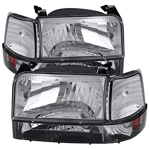 Chrome Headlight & Clear Corner Lamps For 1992-1996 Ford F150 F250 F350 – Pair