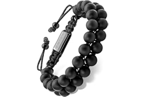 RTZN® Black Onyx Bracelet for Men – Premium Artisan Handcrafted Authentic Matte Black Bead Bracelet for Men – 8MM Adjustable Mens Beaded Bracelets Jewelry (Morocco)