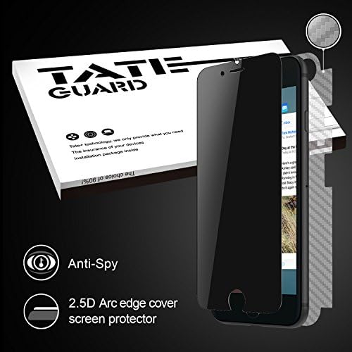 [Privacy Protector Series] Tateguard iPhone 8 Plus 7 Plus Screen Protector, Case Friendly Tempered Glass Screen Protector, [Anti Spy][Easy Install][Bubble Free] [Anti-Scratch][Front + Back Protection]