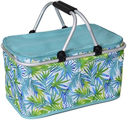 XMCOWAYOU Foldable Cooler Insulated Picnic Basket for Camping, Hiking, Climbing Green