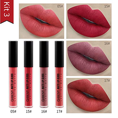 Wumedy 4Pcs Lasting Waterproof Liquid Lipstick Matte Lip Gloss Set Cosmetic Lip Glosses (Kit 1)