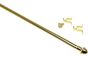 Classic Touch Cafe Curtain Rod, Gold, 28-48 Inch