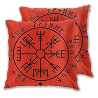 Diemeouk Throw Square Pillows Set of 2,Cushion Viking Compass Cover,Soft Decorative Case for Sofa Bedroom Indoor Outdoor