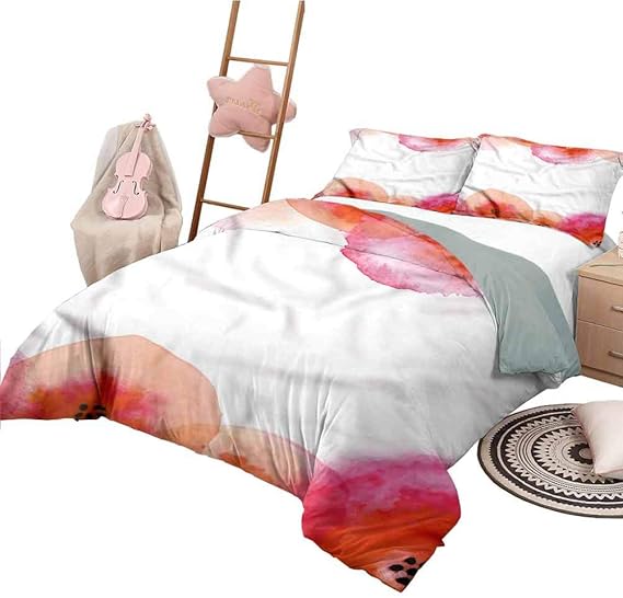 Nomorer Juego de edredón para niños, tamaño King, Colcha Naranja y Rosa