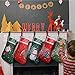 EasyAcc Christmas Stockings for Fireplace, 2 Pack 15.7'' Red Green Reindeer Santa Christmas Stocking Christmas Tree Decorations for Christmas Family Holiday Xmas Decor