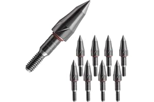 YI XIAN ARCHERY Stainless Steel Archery Field Points,9/32″，19/64″，5/16″，11/32″Size 100/125/150/175/200 Grains,Easy Pull Various, Screw in Archery Field Tips(1 Dozen 12 PCS)