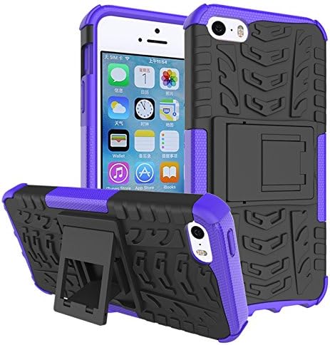Iphone 5 Case, Iphone 5s Case,[drop Resistance][scratch Proof][shockproof]soft Shock Absorption TPU Inner Sleeve &amp; Impact-resistant Hard Plastic Case Back Cover Iphone 5,iphone 5s (Purple/Black)