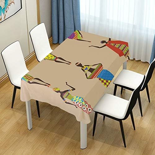 LIUBT Africa Ethnic Girl Pattern Rectangle Tablecloth Wedding Party Dining Room Picnic Kitchen Washable Table Cover, 54 W X 72 L inches