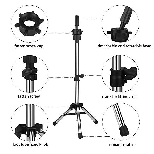 WAM Direct Mini Mannequin Head Holder Tripod Stand,Adjustable Training Doll Head Stand Mannequin Manikin Head Tripod Wig Stand