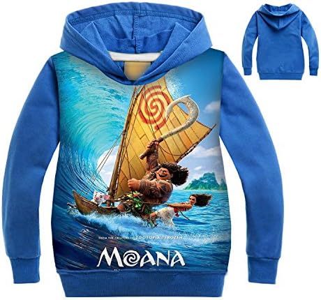 Lovelygift Moana & Maui Surfing Long Sleeves Sweatshirt Hoodie Jacket Kids Costume Blue