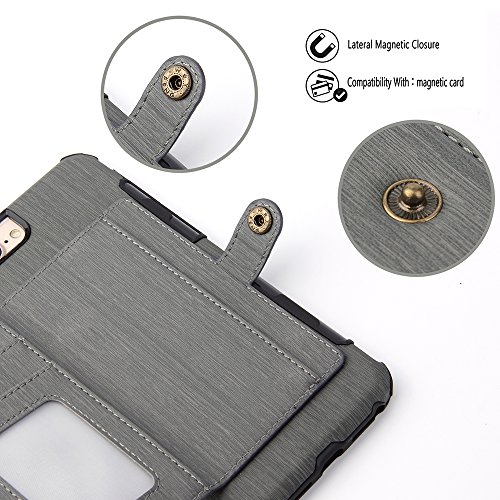 Scheam iPhone 7 Plus iPhone 8 Plus Wallet Leather Case, Protective Durable Cover Shell Folio flip Cell Phone Cover Bag with Card Slots Cash Pocket, Grey