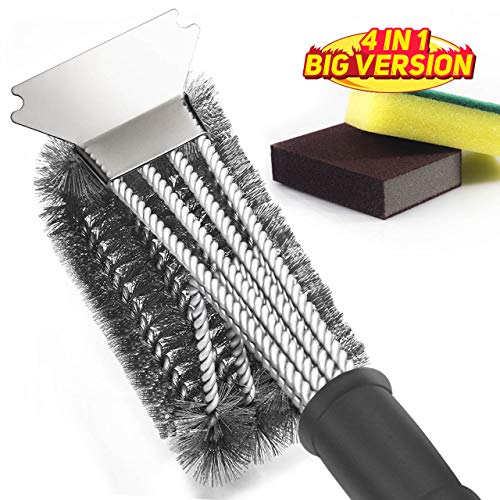 iiWey Grill Brush and Scraper, Large Surface 4 in 1 Best BBQ Brush for Grills, Long Safe 18" Stiff Handle and Stainless Steel Woven Wire Bristles Cleaning Brush for Weber Gas/Charcoal Grill - Thumbnail 7