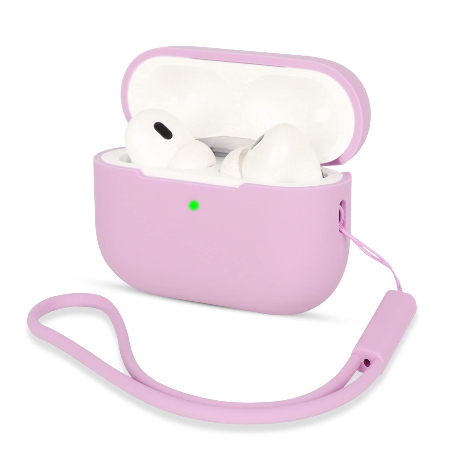 AOTUAO Compatible with AirPods Pro 2 Case Cover, Shock-Resistant Protective Silicone Case Cover for AirPods Pro 2nd Generation 2022 with Silicone Lanyard, Front LED Visible, Lavender Pink — image 1